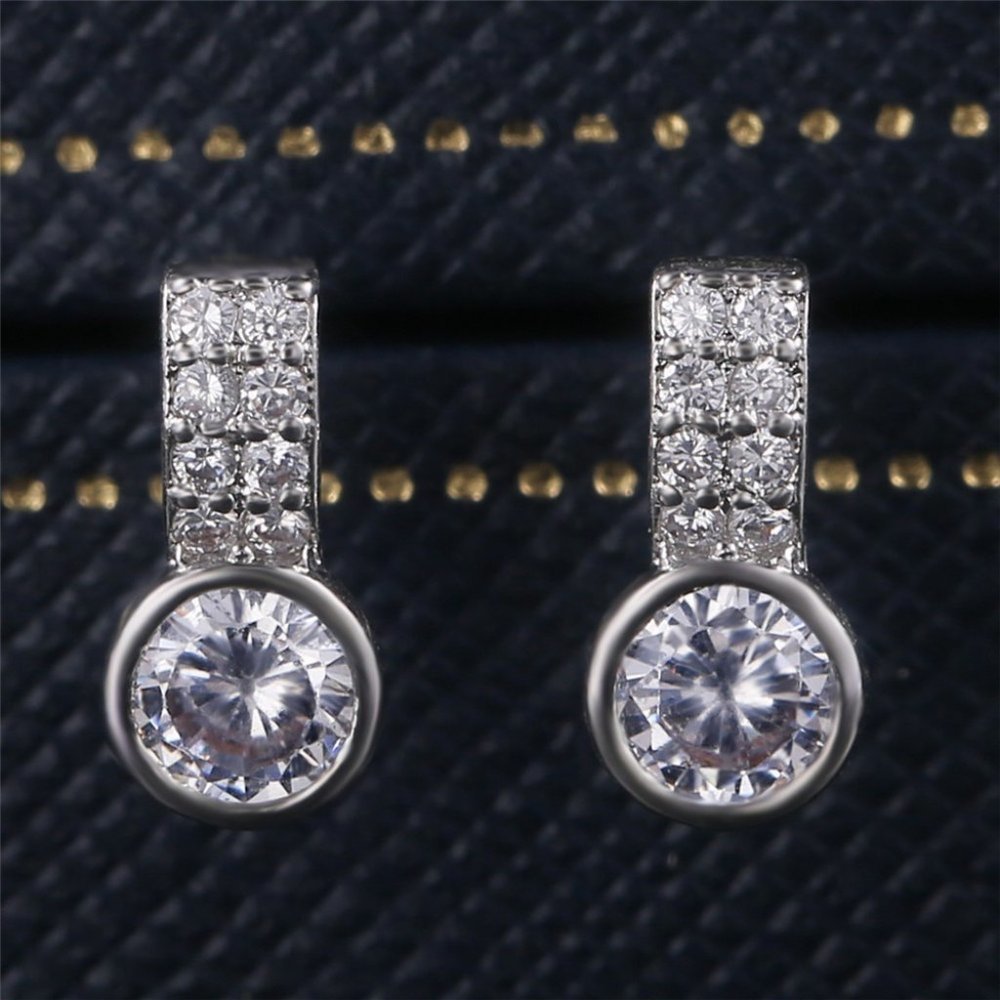 - 💕 Super Shiny Double Row CZ New Trends Stud Earrings, GPMB1449 - Picture 2 of 6